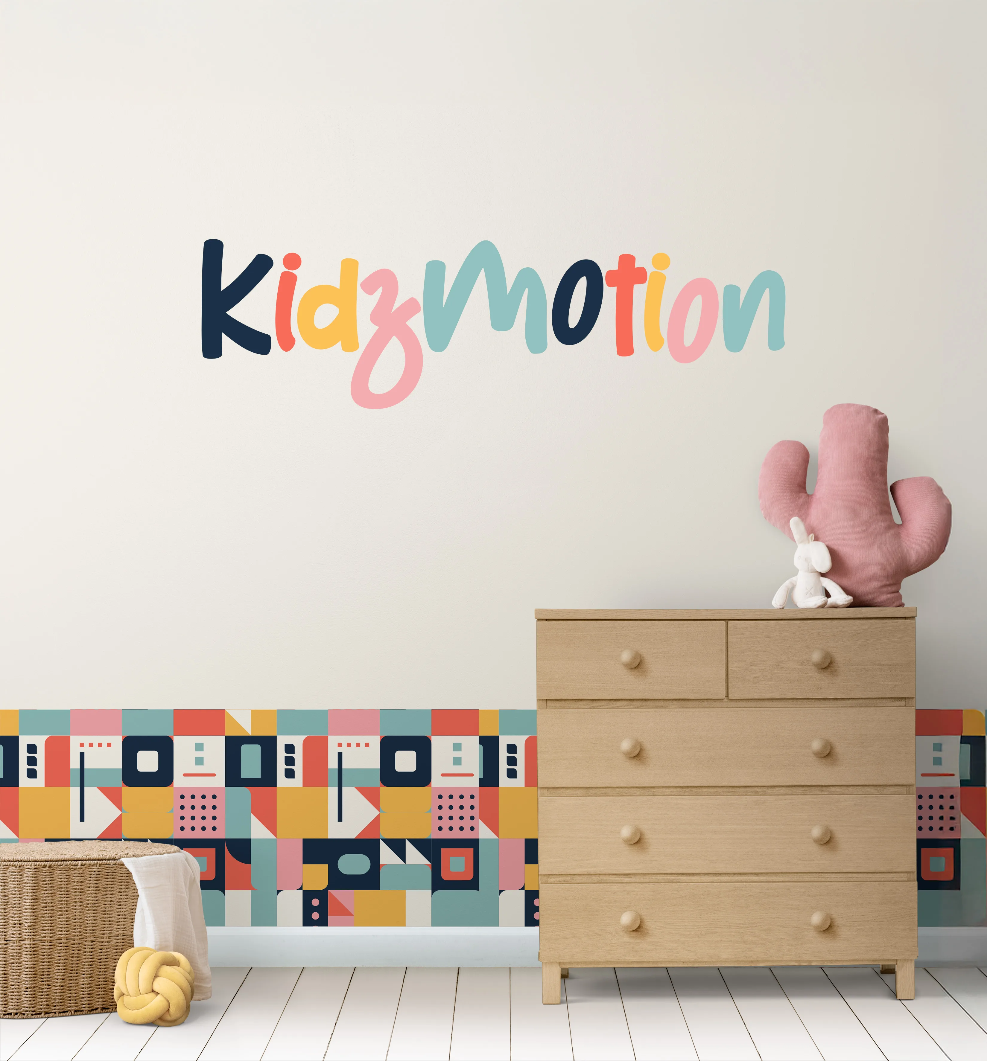 KidzMotion brand identity wall mockup designed by Salt & Light Creations